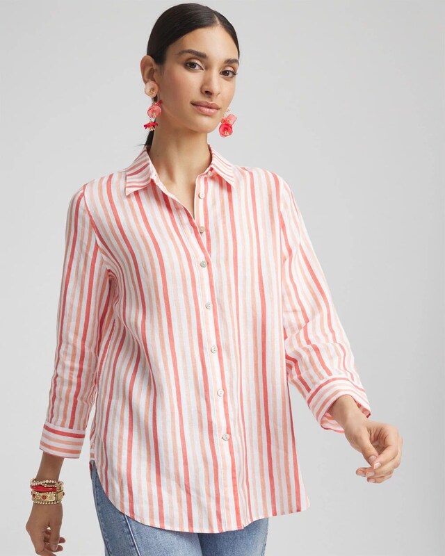 No Iron Striped Linen Shirt